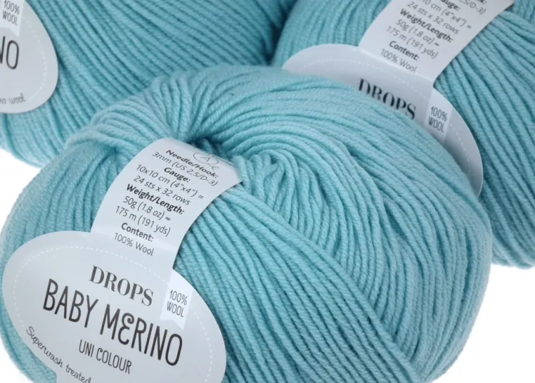 welna- merino-DROPS-Baby-Merino-kolor-10-turkusowy-jasny