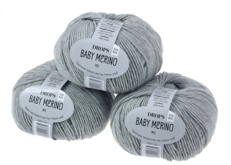 Włwelna merino - DROPS Baby Merino - kolor 22 jasny szary