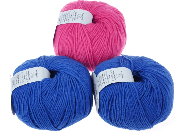 Włóczka, DROPS Baby Merino, kolor 08 fuksja i jaskrawoniebieski