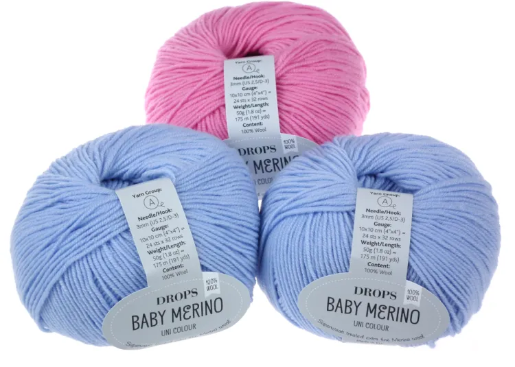 Włóczka, DROPS Baby Merino, kolor 07 różowy, błekitny stalowy
